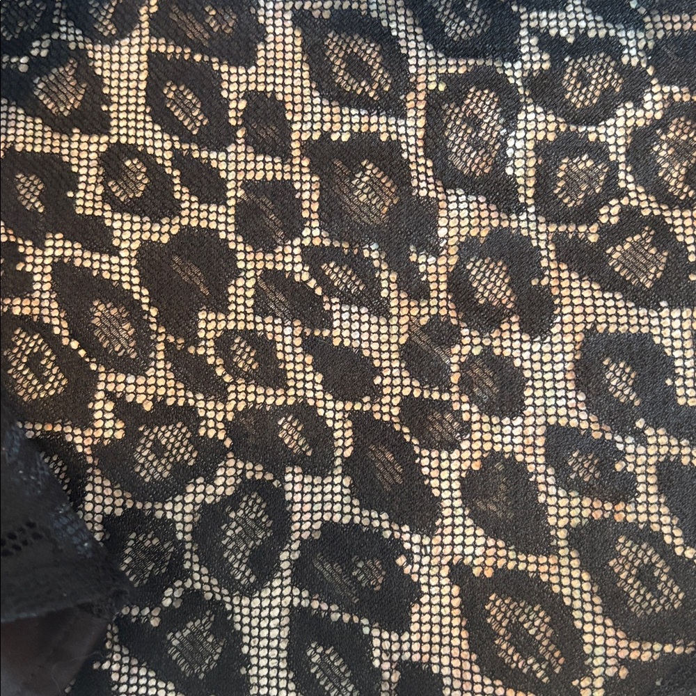 Etcetera sheer mesh black leopard patterned butto… - image 7